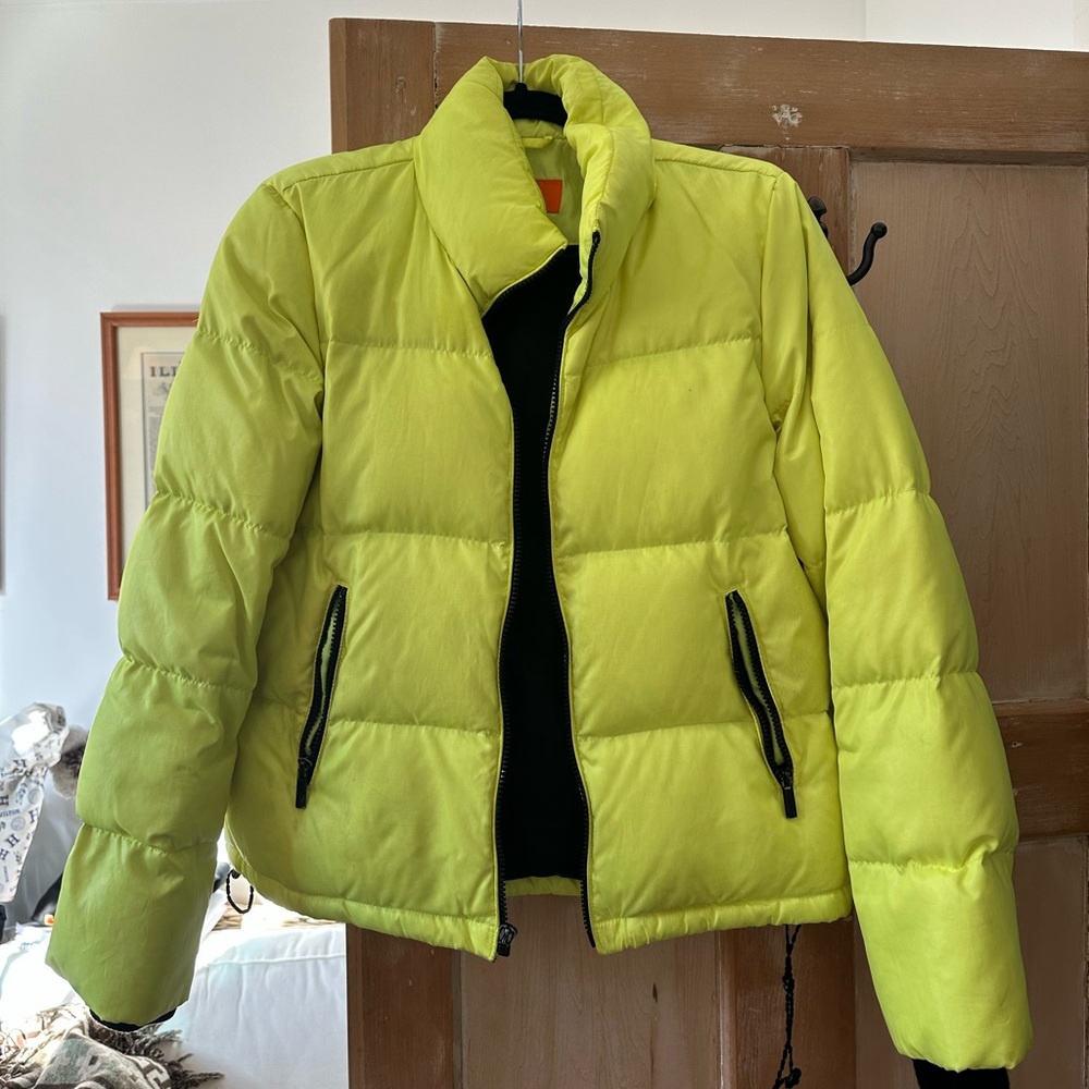 Michael Kors Neon Yellow Green Puffer Jacket - Size M